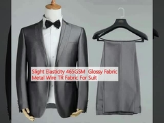 Độ đàn hồi nhẹ 465GSM vải bóng kim loại dây TR vải cho bộ đồ